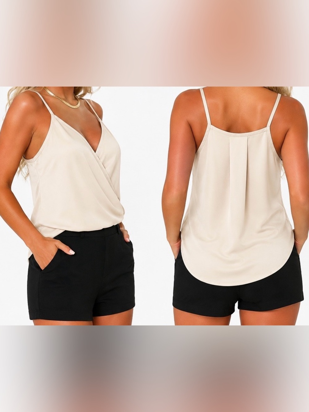🤍 Satin Wrap Cami Tank | Cream | SIZE SMALL | NWOT